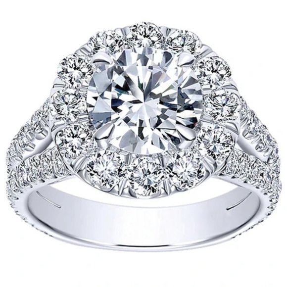 Engagement Double Layer Round CZ Bridal Wedding Ring for Women, L506 - Picture 4 of 6